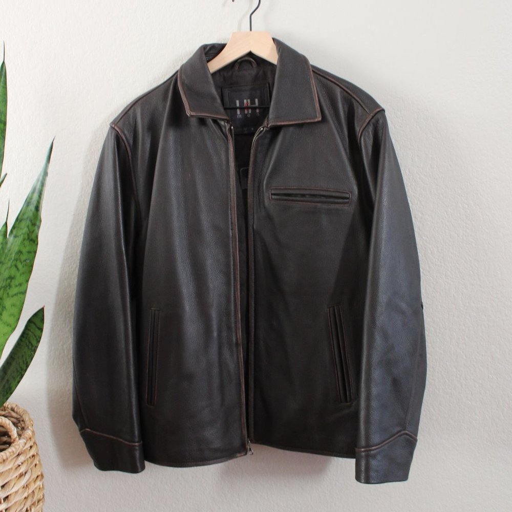 NWT Genuine Leather Dark Brown Jacket